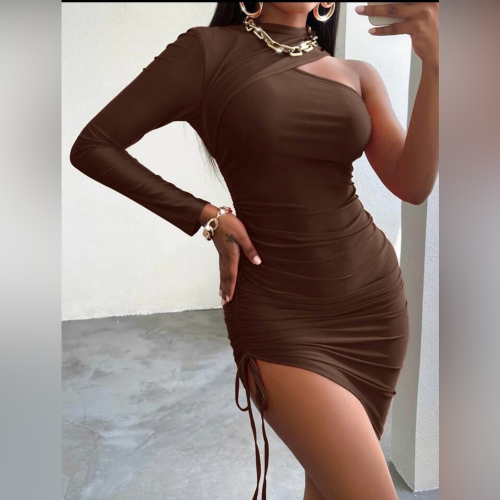 Brown Asymmetrical dress